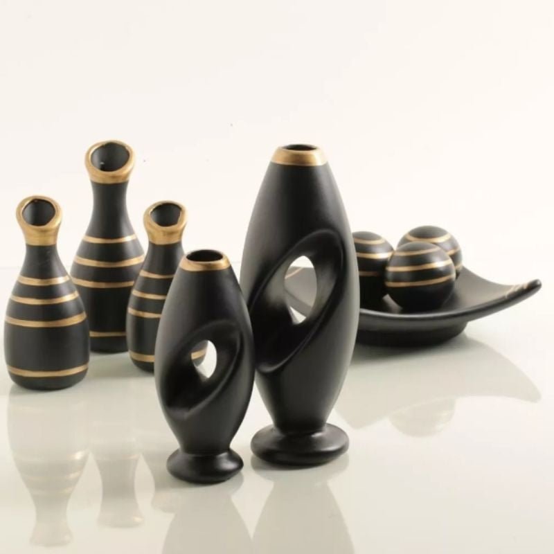 Jogo de Cerâmica Decorativo - Sofisticação e Elegância para sua Casa (9 Peças) - LK House