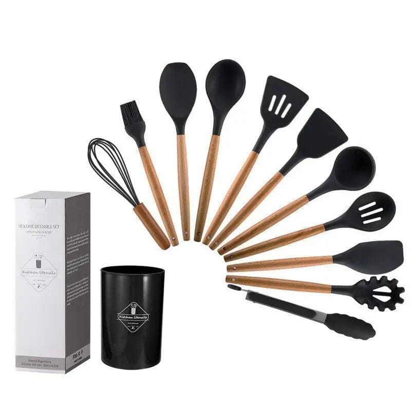 Kit Utensílios de cozinha em Silicone 12 peças + Suporte - LK House