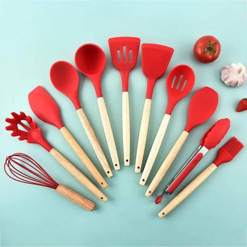 Kit Utensílios de cozinha em Silicone 12 peças + Suporte - LK House