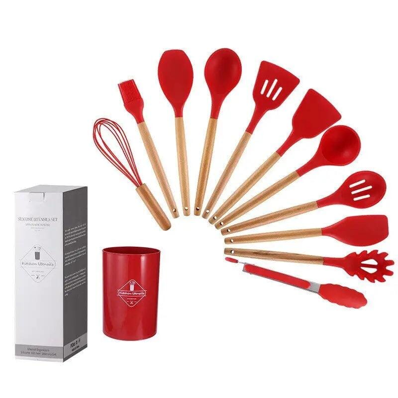 Kit Utensílios de cozinha em Silicone 12 peças + Suporte - LK House