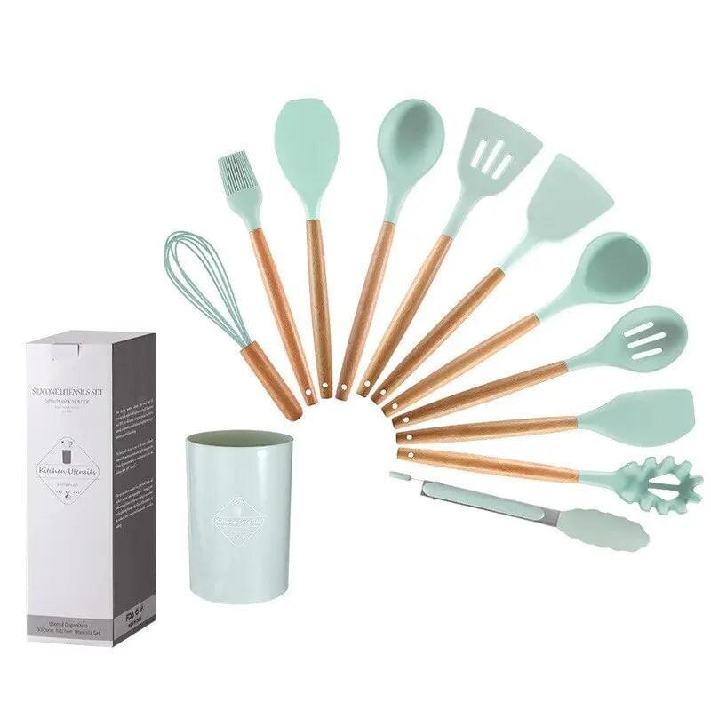 Kit Utensílios de cozinha em Silicone 12 peças + Suporte - LK House