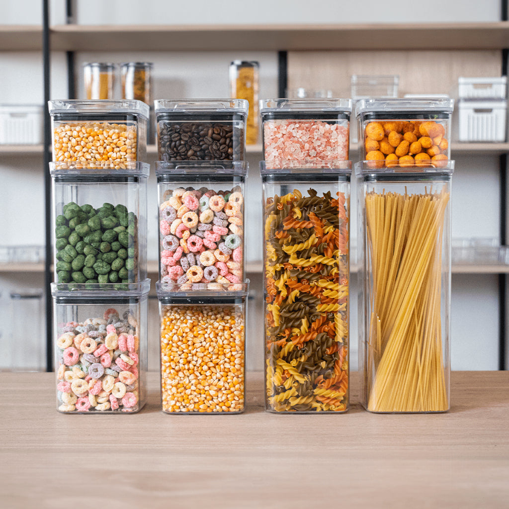 Kit de Potes Herméticos Empilháveis em Acrílico – Vedação Total e Organização Premium