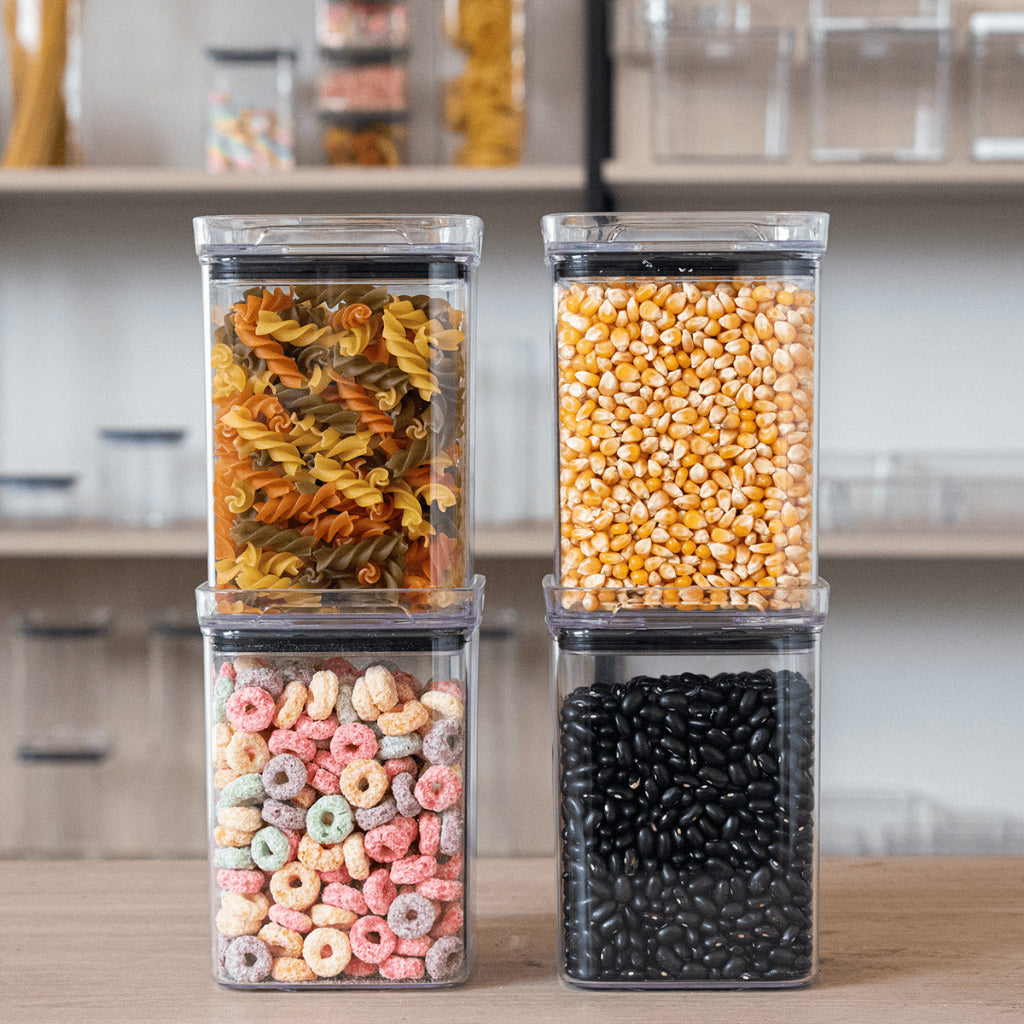 Kit de Potes Herméticos Empilháveis em Acrílico – Vedação Total e Organização Premium