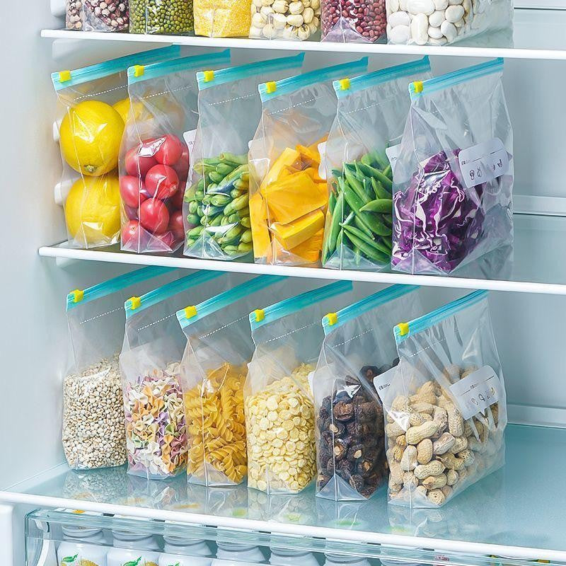 Kit 20 Sacos Herméticos Reutilizáveis para Alimentos – Zip Lock, Freezer e Geladeira