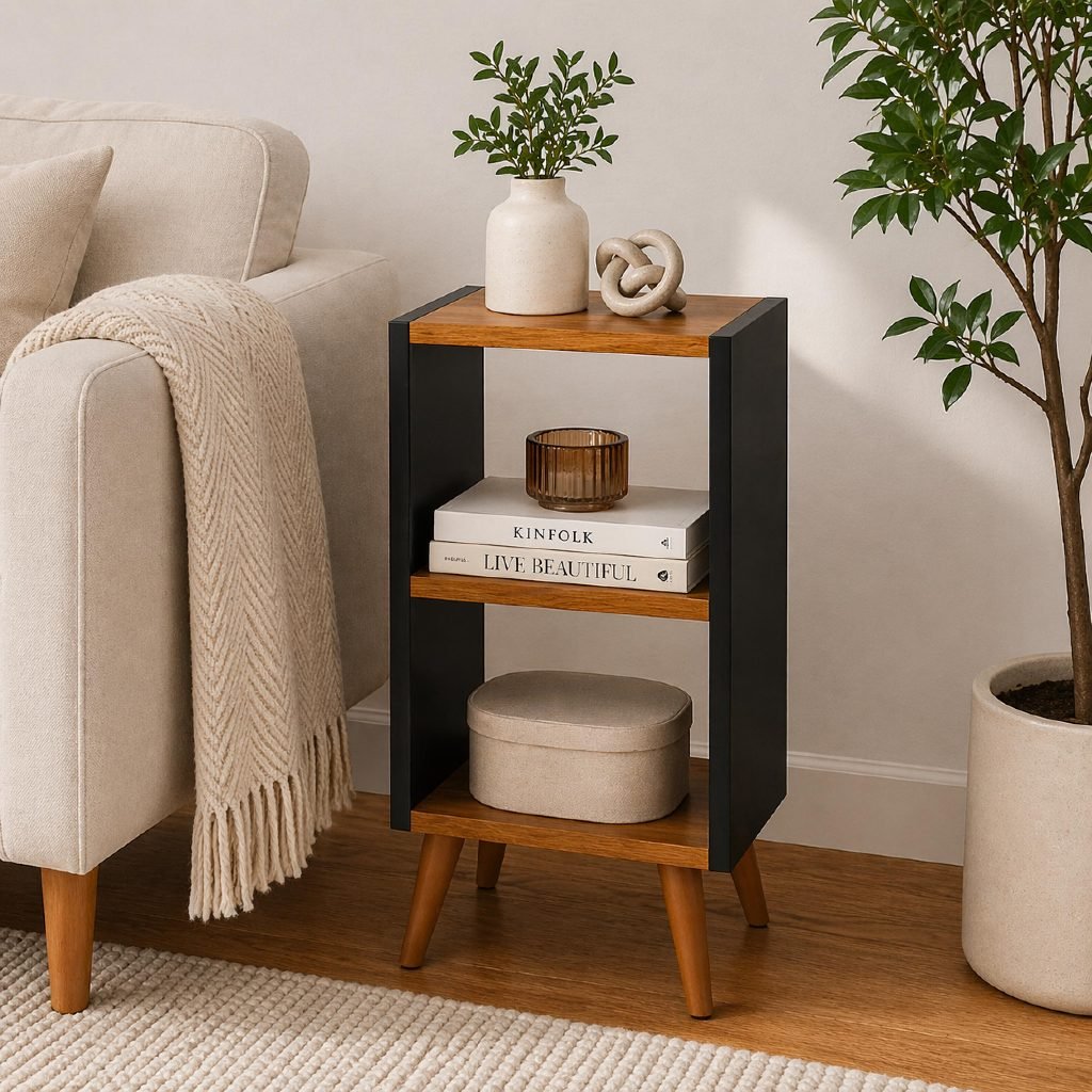 Mesa de Cabeceira Retrô com 2 Nichos — Mais Ordem no Quarto - LK House