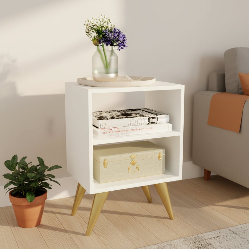 Mesa de Cabeceira Retrô Compacta — Organização com Charme - LK House