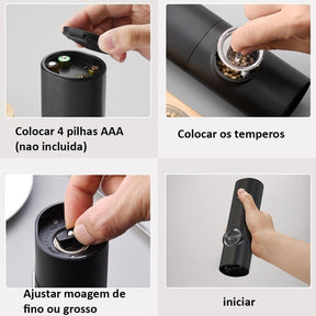 Moedor Elétrico Automático de Sal e Pimenta – Sabor Sempre Fresco - LK House