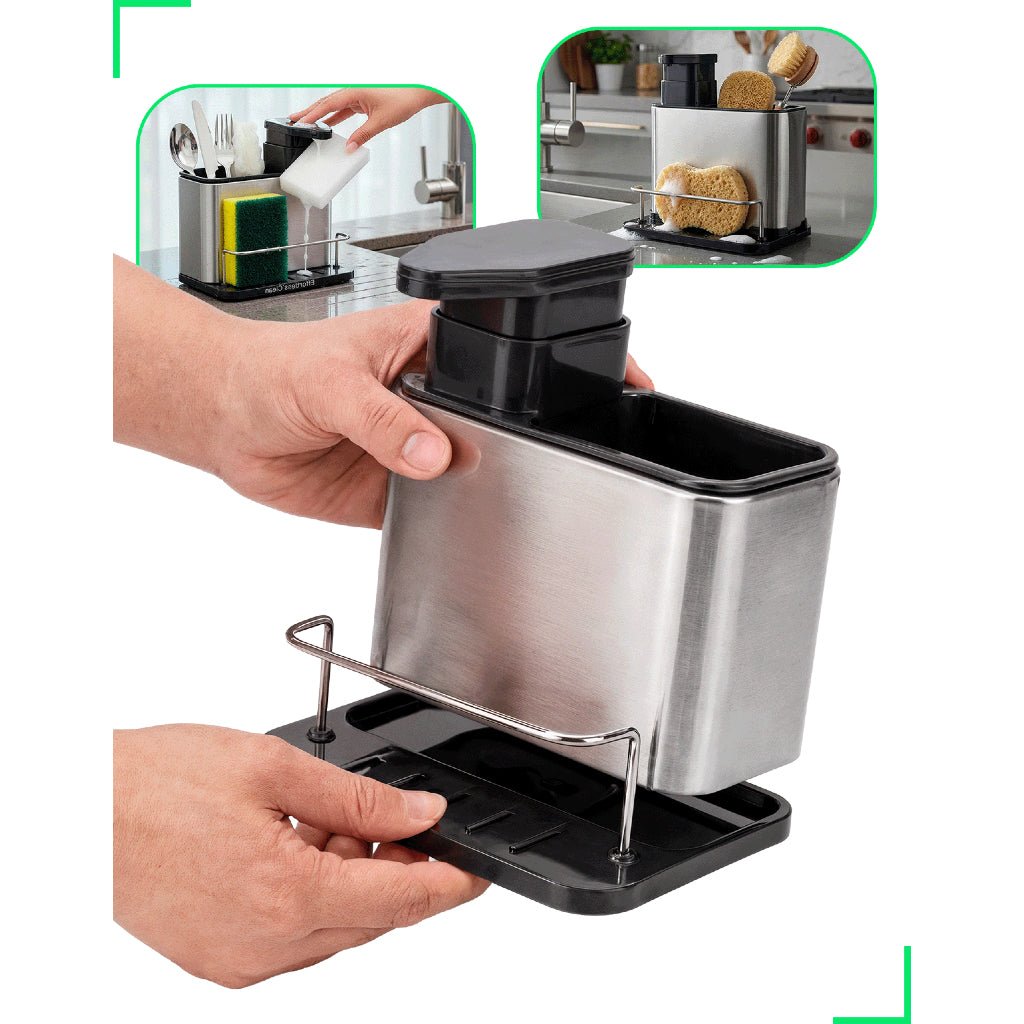 Organizador de Pia 3 em 1 em Aço Inox — Mais Organização e Praticidade para Sua Cozinha - LK House
