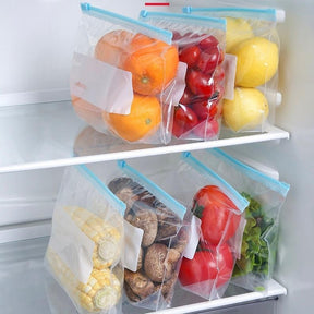 Kit 20 Sacos Herméticos Reutilizáveis para Alimentos – Zip Lock, Freezer e Geladeira