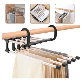 Cabide Organizador 5 em 1 em Aço Inox – Mais Espaço e Organização no Seu Guarda-Roupa