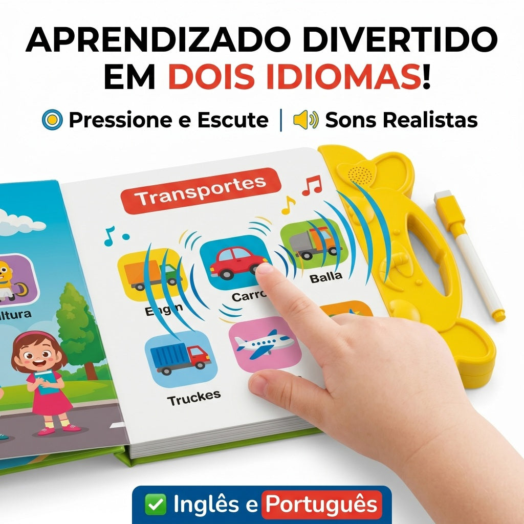 Livro Sonoro Bilíngue 2 em 1 com Lousa + Brinde