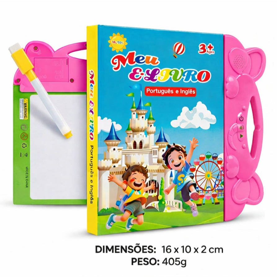 Livro Sonoro Bilíngue 2 em 1 com Lousa + Brinde