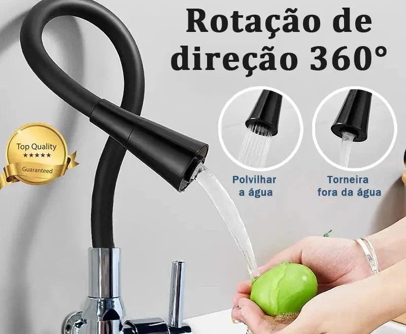 Torneira de parede preta versátil com cone de jato duplo flexível - LK House