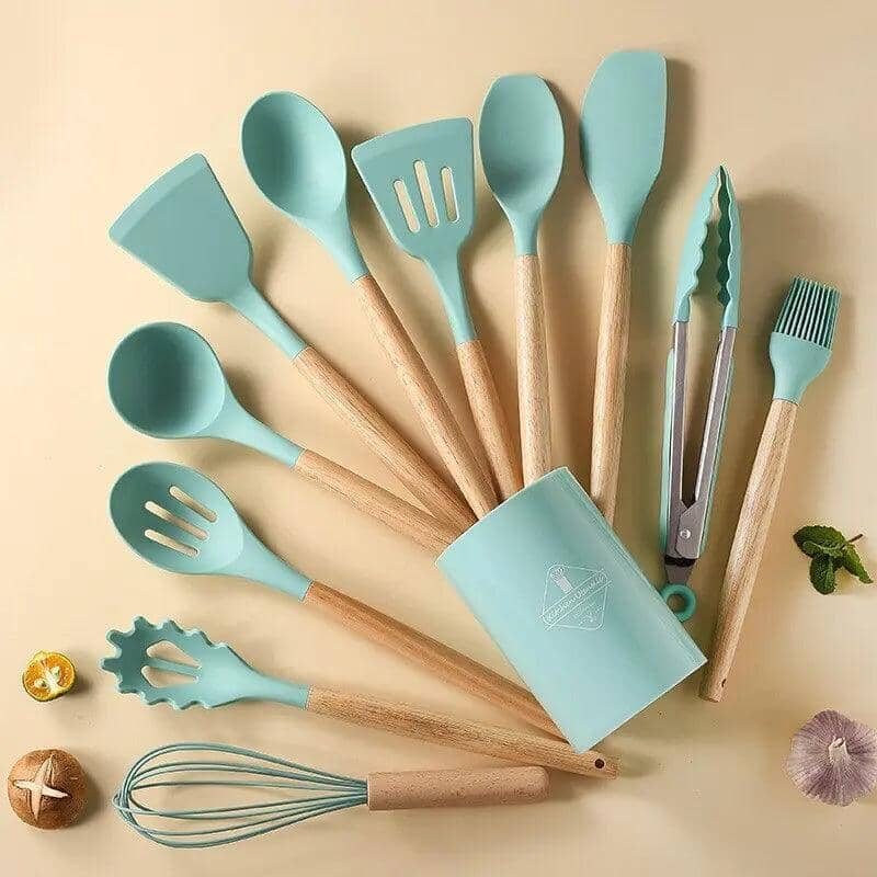 Kit Utensílios de cozinha em Silicone 12 peças + Suporte - LK House